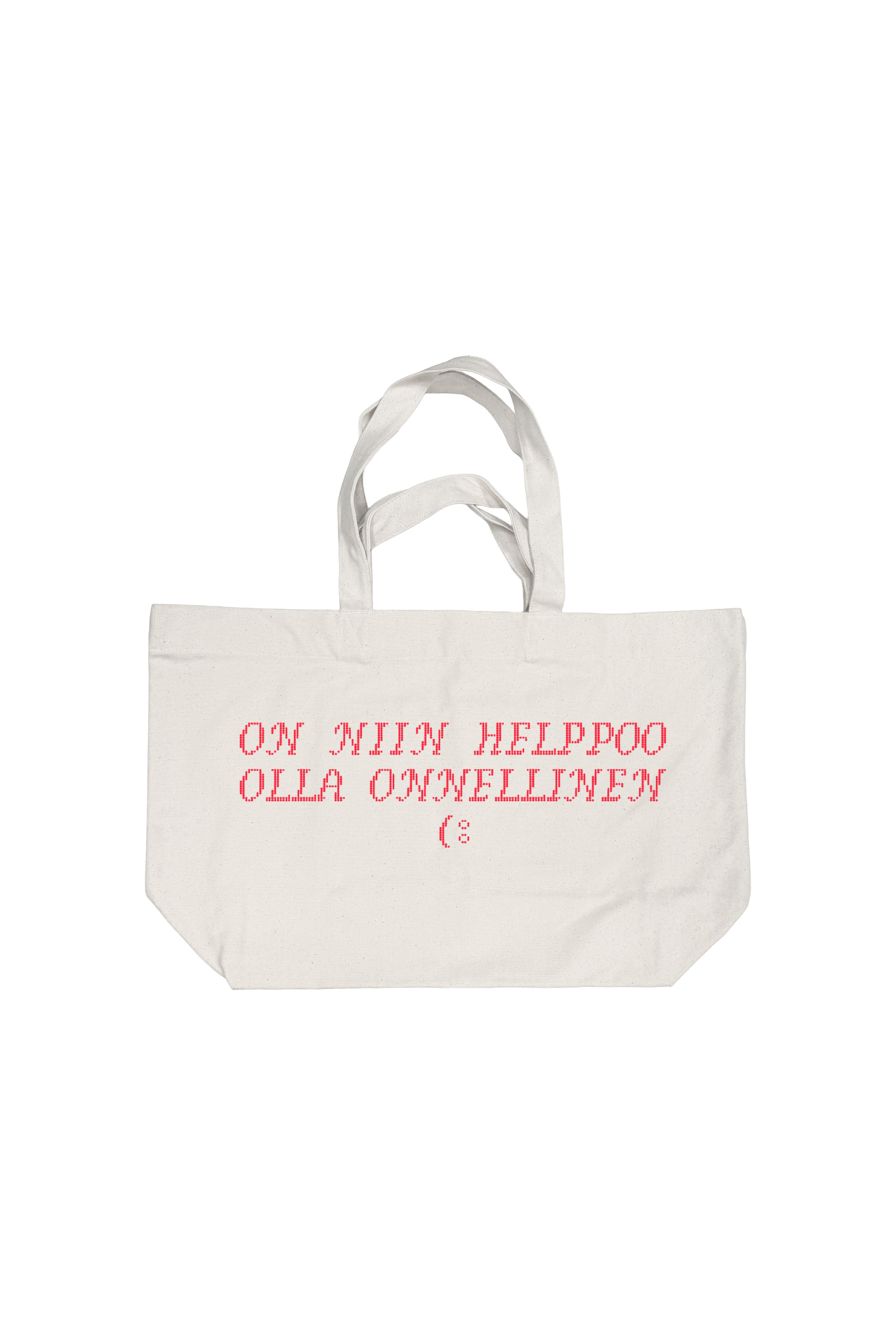 On niin helppoo olla onnellinen kangaskassi luonnonvalkoinen