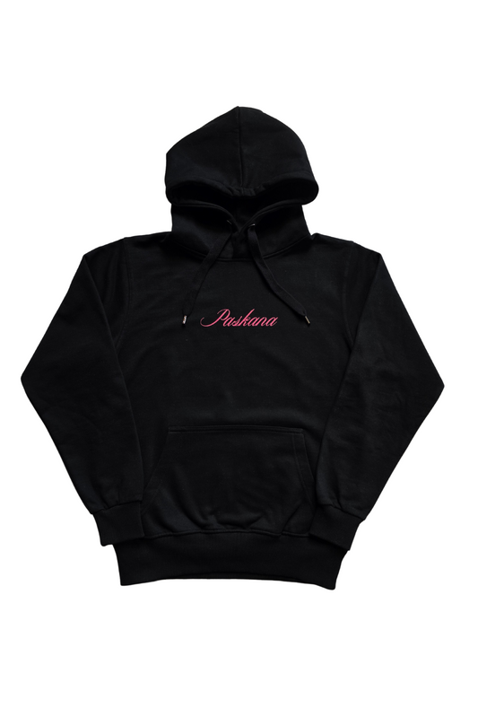 Paskana hoodie with pink text