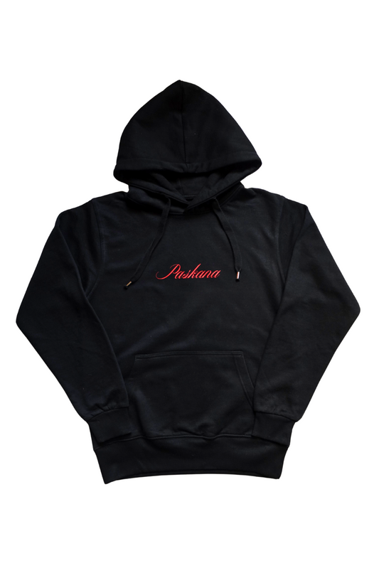 Paskana hoodie with red text