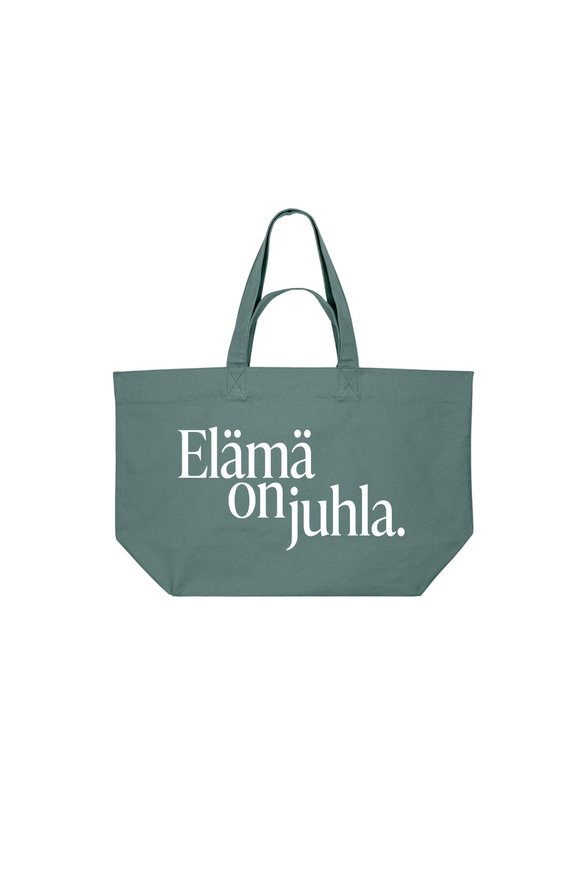 Elämä on juhla kangaskassi vihreä