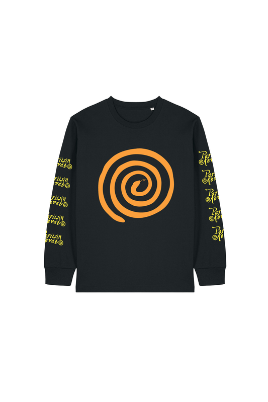 Spiraali longsleeve musta