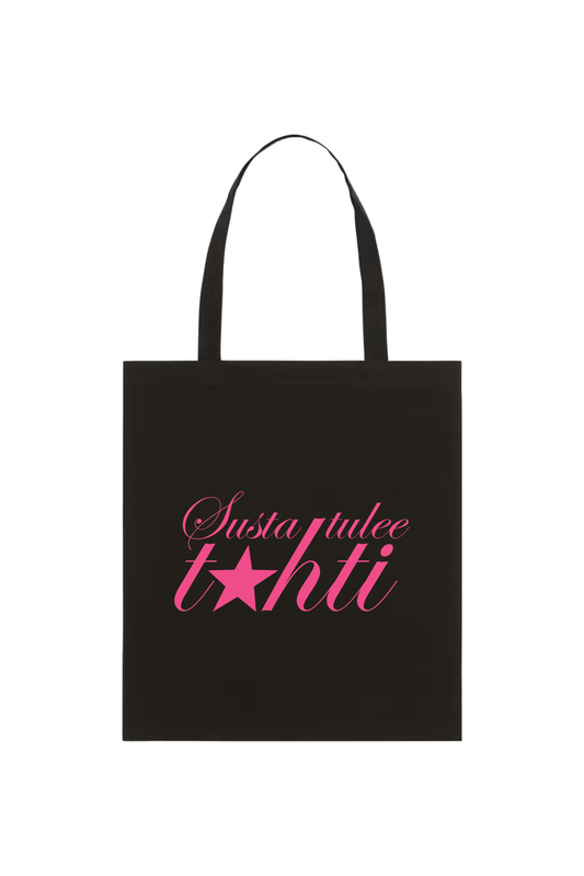 Susta tulee tähti kangaskassi musta