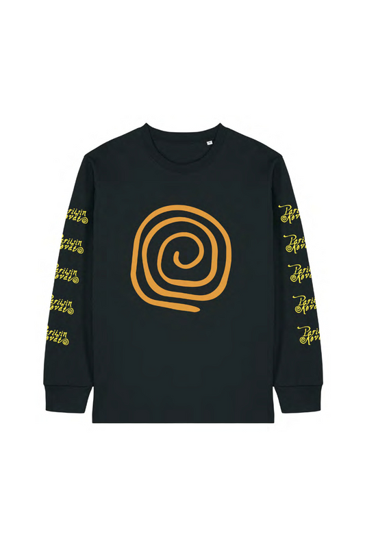 Spiraali longsleeve musta